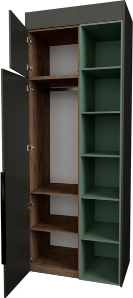 Изображение товара Шкаф Рэйгрупп Рэй S245-B2-WKZ В2 (дуб веллингтон/кобальт/зеленый самшит)