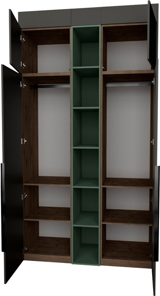 Изображение товара Шкаф Рэйгрупп Рэй S245-В4-WKZ В4 (дуб веллингтон/кобальт/зеленый самшит)