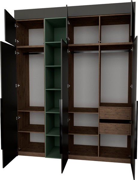 Изображение товара Шкаф Рэйгрупп Рэй S245-В8-2-WKZ В8-2 (дуб веллингтон/кобальт/зеленый самшит)