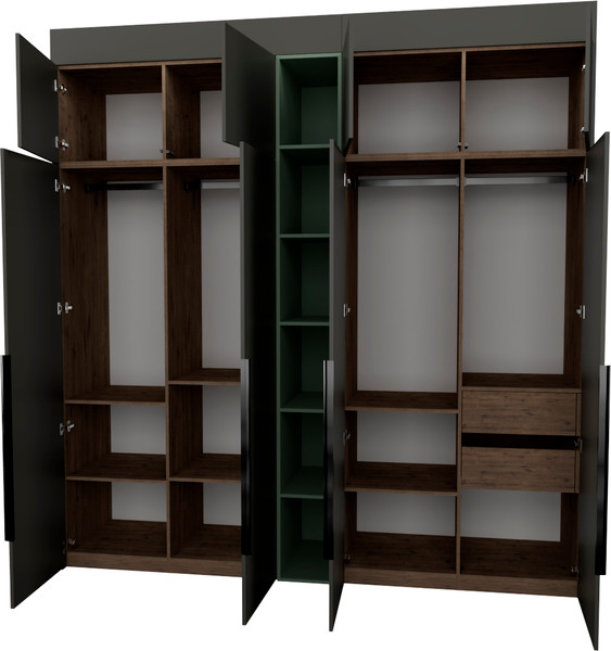 Изображение товара Шкаф Рэйгрупп Рэй S245-В10-2-WKZ В10-2 (дуб веллингтон/кобальт/зеленый самшит)