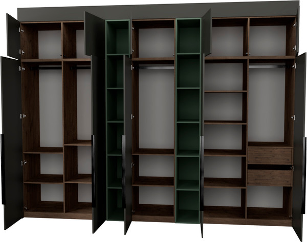 Изображение товара Шкаф Рэйгрупп Рэй S245-В16-2-WKZ В16-2 (дуб веллингтон/кобальт/зеленый самшит)