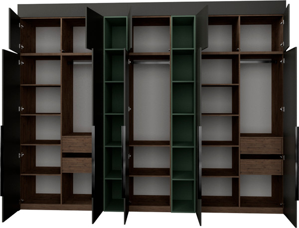 Изображение товара Шкаф Рэйгрупп Рэй S245-В16-3-WKZ В16-3 (дуб веллингтон/кобальт/зеленый самшит)