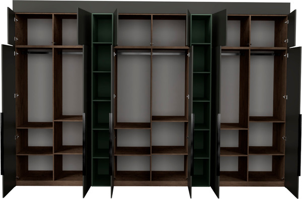 Изображение товара Шкаф Рэйгрупп Рэй S245-В18-1-WKZ (дуб веллингтон/кобальт/зеленый самшит)