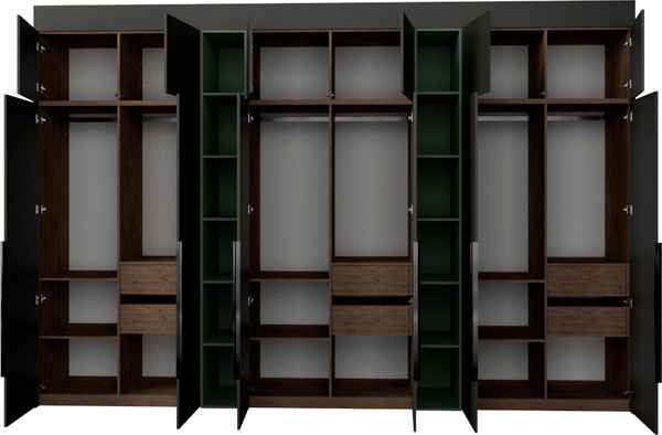 Изображение товара Шкаф Рэйгрупп Рэй S245-В18-4-WKZ В18-4 (дуб веллингтон/кобальт/зеленый самшит)