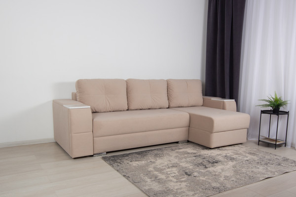 Изображение товара Диван угловой DiArt Бруклин Г-правый (велюр, Selfie cream/крафт)