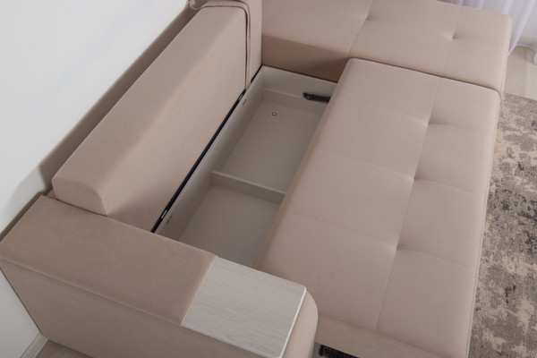 Изображение товара Диван угловой DiArt Бруклин Г-правый (велюр, Selfie cream/крафт)