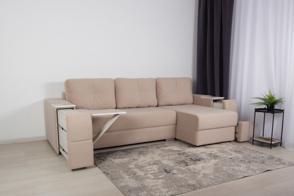 Изображение товара Диван угловой DiArt Бруклин Г-правый (велюр, Selfie cream/крафт)