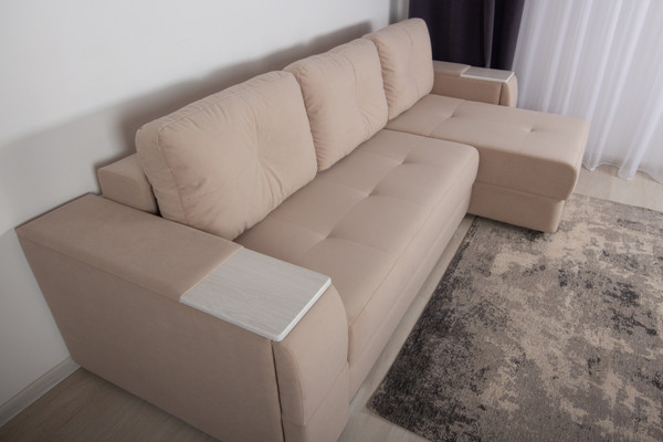 Изображение товара Диван угловой DiArt Бруклин Г-правый (велюр, Selfie cream/крафт)