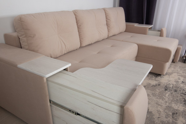 Изображение товара Диван угловой DiArt Бруклин Г-правый (велюр, Selfie cream/крафт)