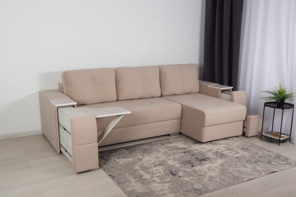 Изображение товара Диван угловой DiArt Бруклин Г-правый (велюр, Selfie cream/крафт)