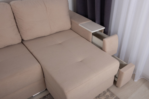 Изображение товара Диван угловой DiArt Бруклин Г-правый (велюр, Selfie cream/крафт)