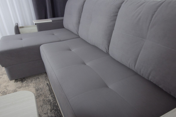 Изображение товара Диван угловой DiArt Бруклин 7-левый (велюр, Selfie grey/крафт)