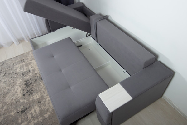 Изображение товара Диван угловой DiArt Бруклин 7-левый (велюр, Selfie grey/крафт)