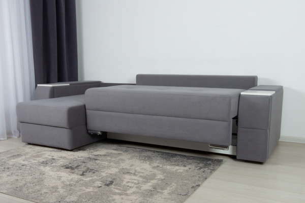 Изображение товара Диван угловой DiArt Бруклин 7-левый (велюр, Selfie grey/крафт)