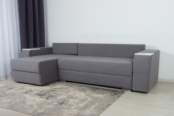 Изображение товара Диван угловой DiArt Бруклин 7-левый (велюр, Selfie grey/крафт)