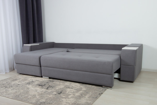 Изображение товара Диван угловой DiArt Бруклин 7-левый (велюр, Selfie grey/крафт)