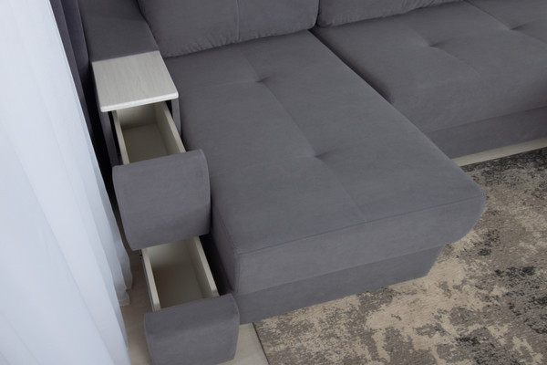 Изображение товара Диван угловой DiArt Бруклин 7-левый (велюр, Selfie grey/крафт)