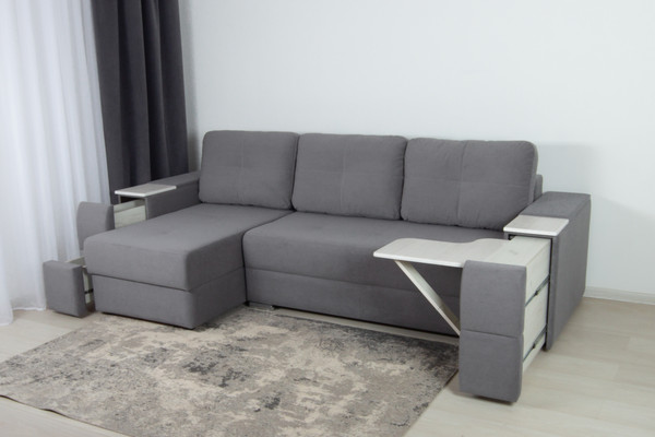 Изображение товара Диван угловой DiArt Бруклин 7-левый (велюр, Selfie grey/крафт)