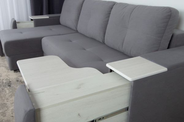 Изображение товара Диван угловой DiArt Бруклин 7-левый (велюр, Selfie grey/крафт)