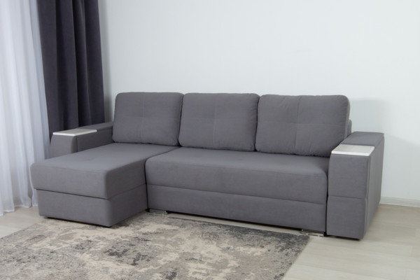 Изображение товара Диван угловой DiArt Бруклин 7-левый (велюр, Selfie grey/крафт)