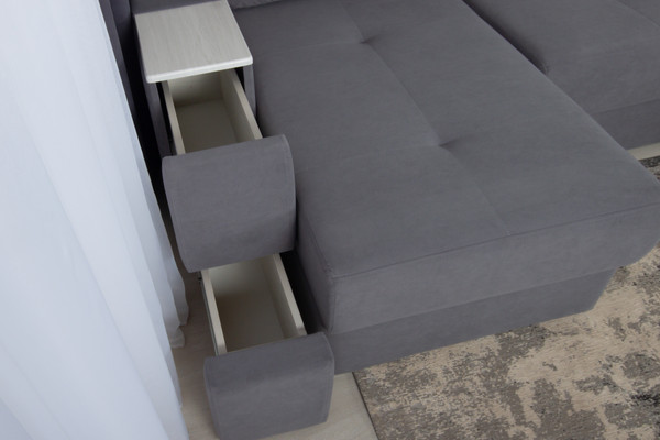 Изображение товара Диван угловой DiArt Бруклин 7-левый (велюр, Selfie grey/крафт)