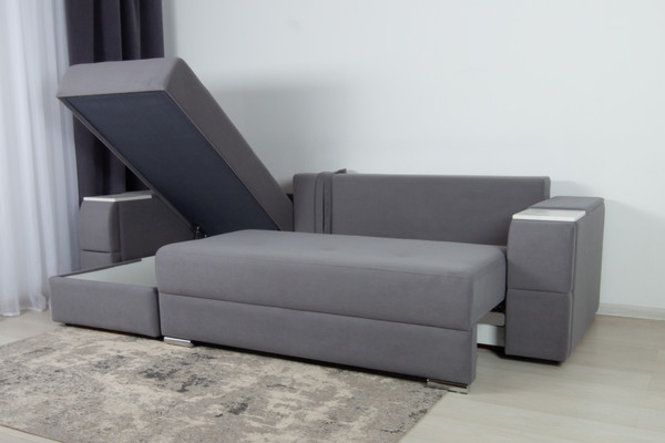 Изображение товара Диван угловой DiArt Бруклин 7-левый (велюр, Selfie grey/крафт)