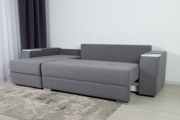 Изображение товара Диван угловой DiArt Бруклин 7-левый (велюр, Selfie grey/крафт)