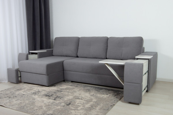 Изображение товара Диван угловой DiArt Бруклин 7-левый (велюр, Selfie grey/крафт)