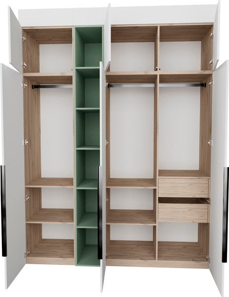 Изображение товара Шкаф Рэйгрупп Рэй S257-В7-2-EBZ В7-2 (дуб элисон/белый премиум/зеленый самшит)