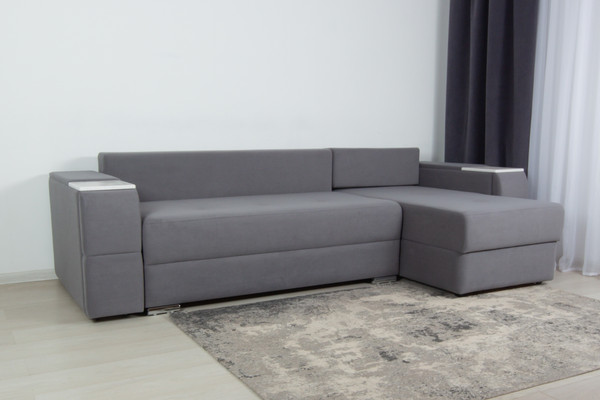 Изображение товара Диван угловой DiArt Бруклин Г-правый (велюр, Selfie grey/крафт)