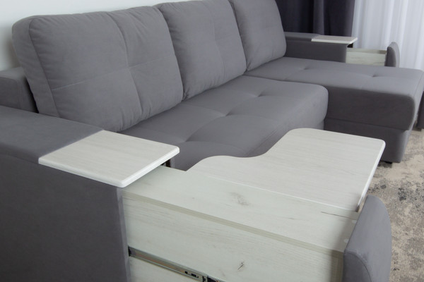 Изображение товара Диван угловой DiArt Бруклин Г-правый (велюр, Selfie grey/крафт)