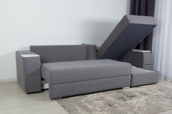 Изображение товара Диван угловой DiArt Бруклин Г-правый (велюр, Selfie grey/крафт)