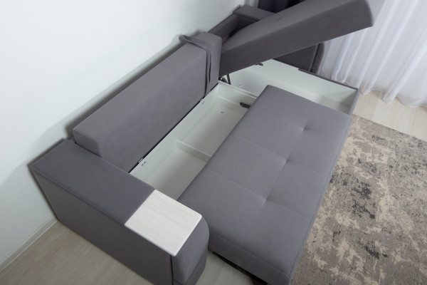 Изображение товара Диван угловой DiArt Бруклин Г-правый (велюр, Selfie grey/крафт)