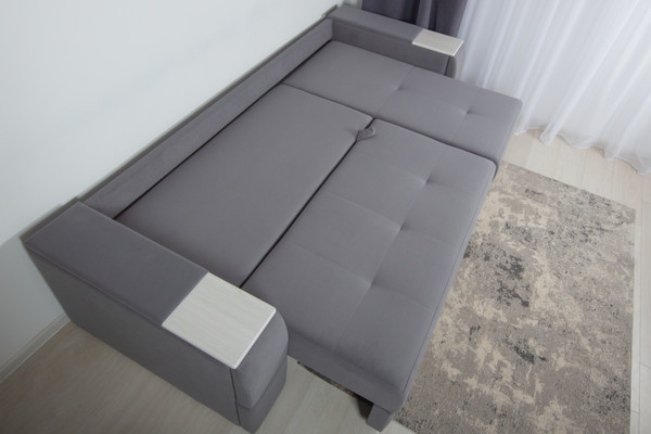 Изображение товара Диван угловой DiArt Бруклин Г-правый (велюр, Selfie grey/крафт)