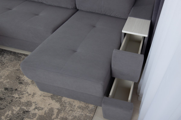 Изображение товара Диван угловой DiArt Бруклин Г-правый (велюр, Selfie grey/крафт)