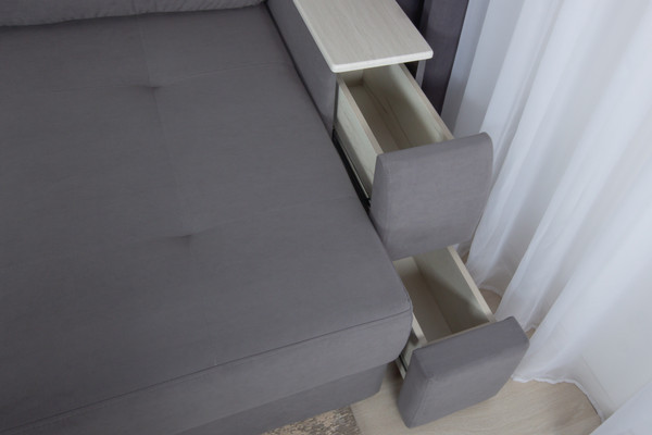 Изображение товара Диван угловой DiArt Бруклин Г-правый (велюр, Selfie grey/крафт)