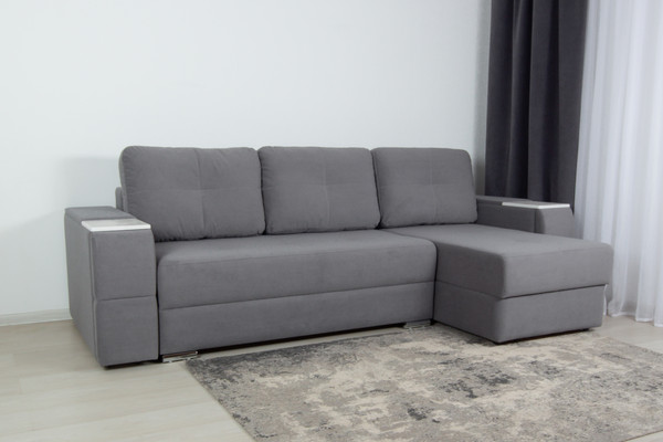 Изображение товара Диван угловой DiArt Бруклин Г-правый (велюр, Selfie grey/крафт)