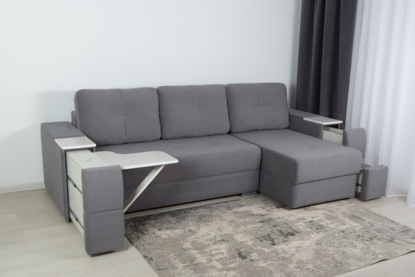 Изображение товара Диван угловой DiArt Бруклин Г-правый (велюр, Selfie grey/крафт)