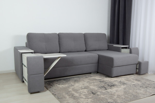 Изображение товара Диван угловой DiArt Бруклин Г-правый (велюр, Selfie grey/крафт)