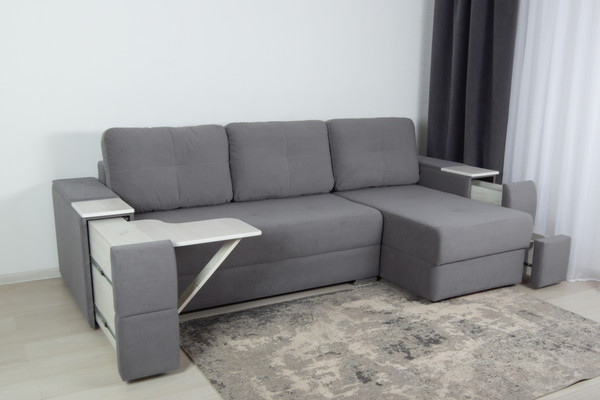 Изображение товара Диван угловой DiArt Бруклин Г-правый (велюр, Selfie grey/крафт)