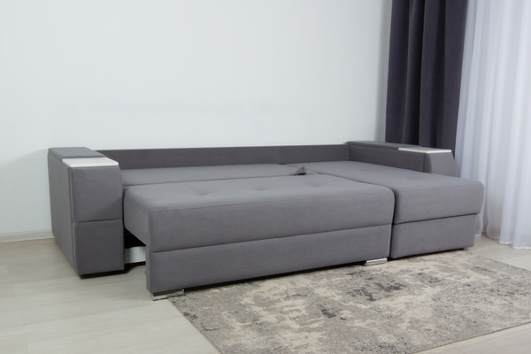 Изображение товара Диван угловой DiArt Бруклин Г-правый (велюр, Selfie grey/крафт)