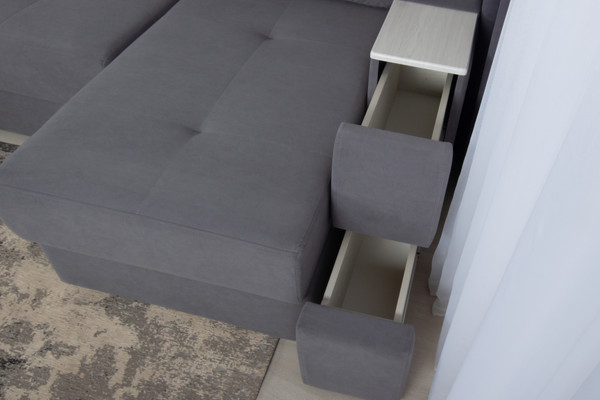 Изображение товара Диван угловой DiArt Бруклин Г-правый (велюр, Selfie grey/крафт)