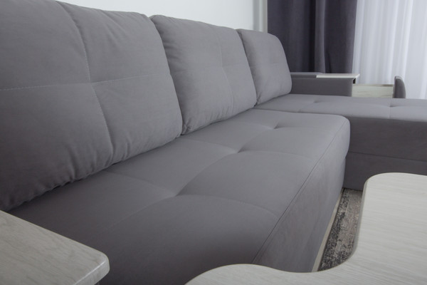 Изображение товара Диван угловой DiArt Бруклин Г-правый (велюр, Selfie grey/крафт)