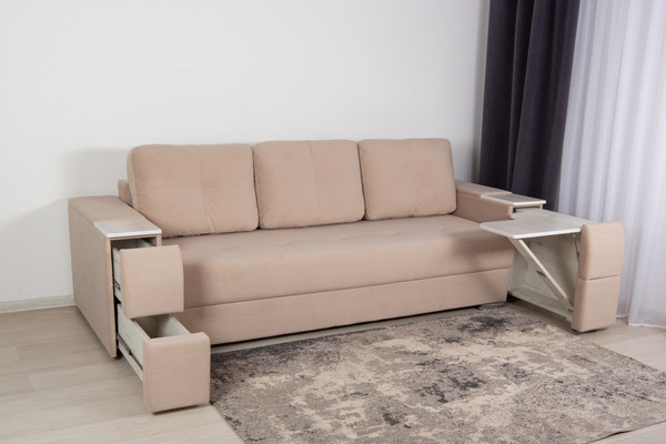 Изображение товара Диван DiArt Бруклин НПБ (велюр, Selfie cream/прав/крафт)