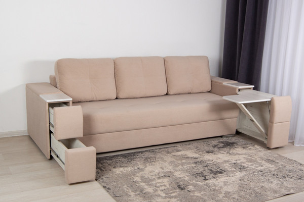 Изображение товара Диван DiArt Бруклин НПБ (велюр, Selfie cream/прав/крафт)