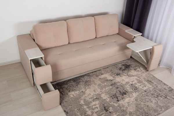 Изображение товара Диван DiArt Бруклин НПБ (велюр, Selfie cream/прав/крафт)