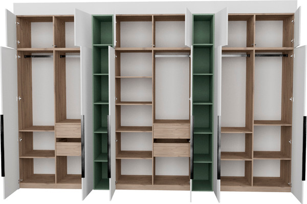 Изображение товара Шкаф Рэйгрупп Рэй S257-В18-3-EBZ В18-3 (дуб элисон/белый премиум/зеленый самшит)