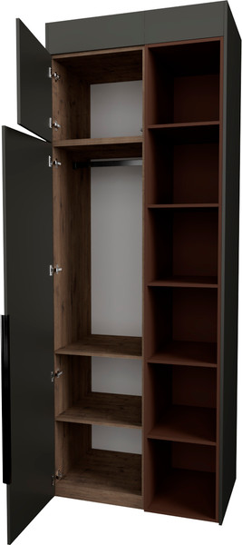 Изображение товара Шкаф Рэйгрупп Рэй S257-B2-WKL В2 (дуб веллингтон/кобальт/античная латунь)