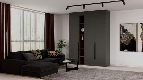 Изображение товара Шкаф Рэйгрупп Рэй S257-В7-1-WKL В7-1 (дуб веллингтон/кобальт/античная латунь)