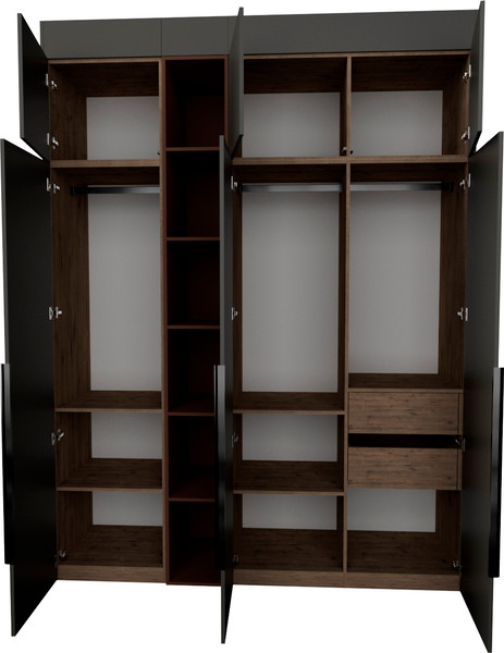 Изображение товара Шкаф Рэйгрупп Рэй S257-В7-2-WKL В7-2 (дуб веллингтон/кобальт/античная латунь)